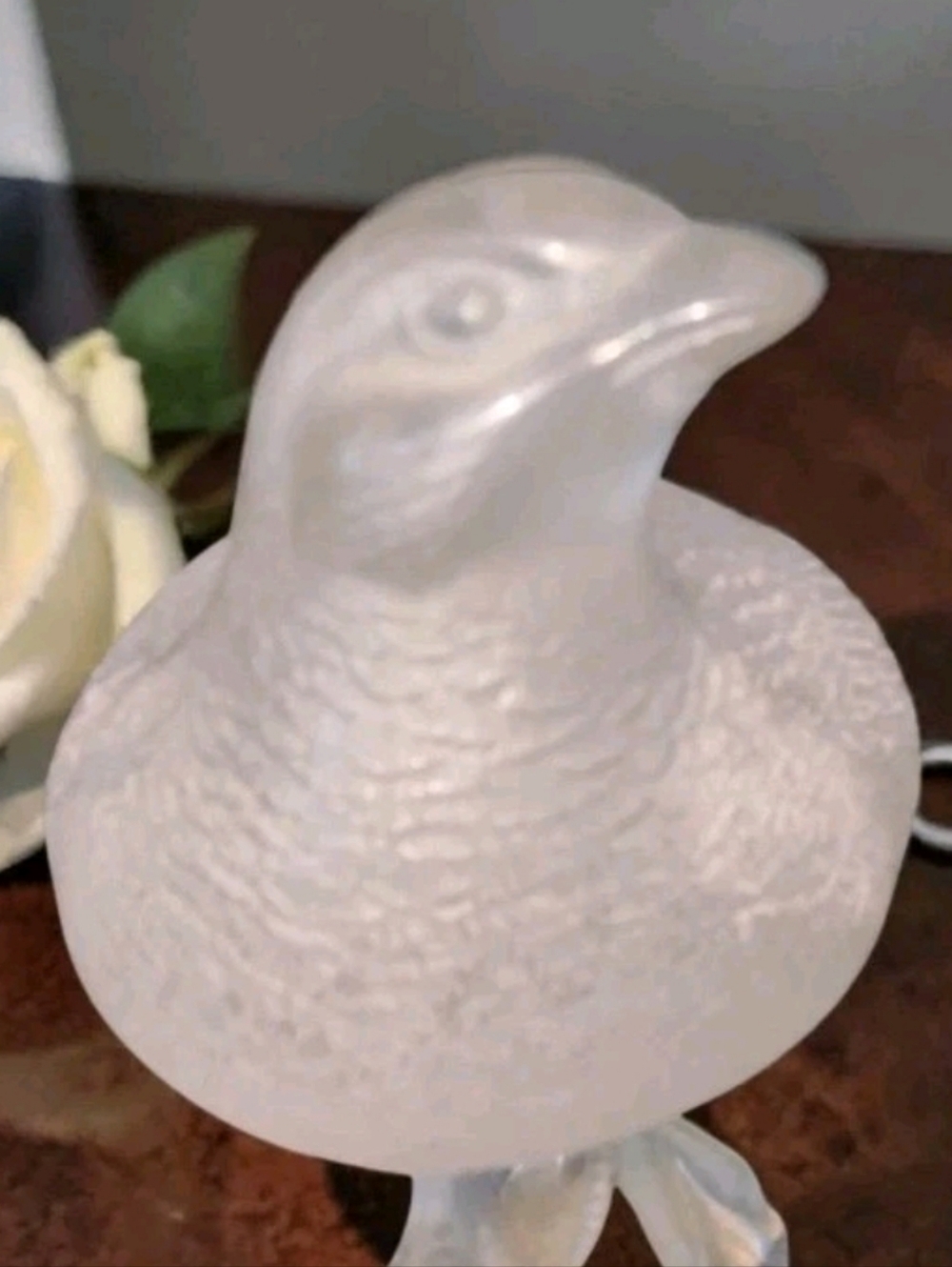 Lalique France Signed Crystal  Quail Partridge Bird Frosted  6 1/2” Ex Condition